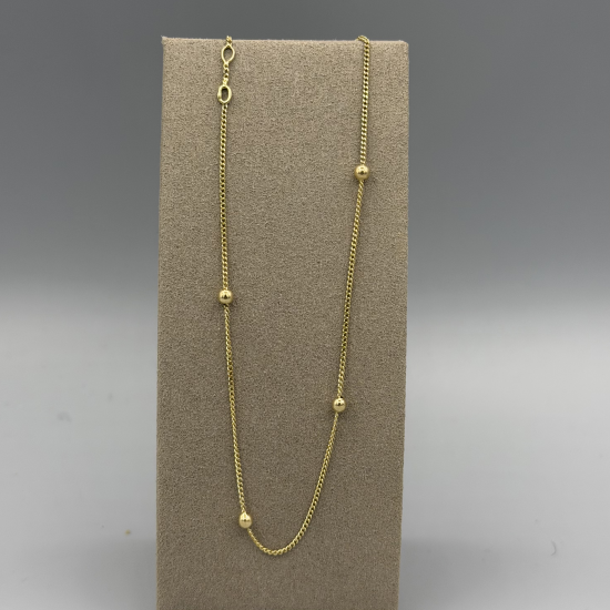 Stijlvol 14k Gouden Enkelbandje met 4 Bolletjes â?" Verstelbaar 25â?"28 cm