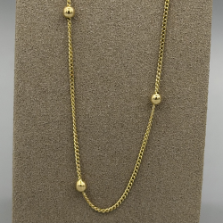 Stijlvol 14k Gouden Enkelbandje met 4 Bolletjes â?" Verstelbaar 25â?"28 cm