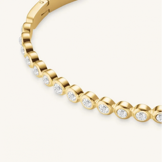 ROSEFIELD JBBCG-J1208 VERGULD STALEN ARMBAND MET ZIRKONIA CRYSTAL BANGLE