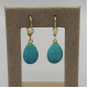 Vintage 9k Gouden Oorhangers met Druppel Turkoois
