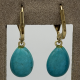 Vintage 9k Gouden Oorhangers met Druppel Turkoois