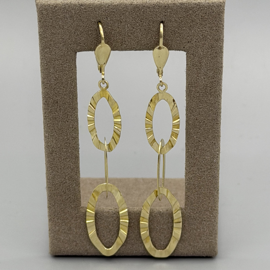 Lange 9k Gouden Statement Oorhangers met Ovaal