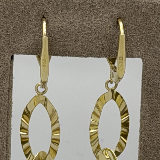 Lange 9k Gouden Statement Oorhangers met Ovaal
