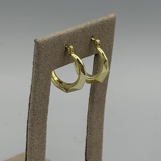 Stijlvolle 14k Gouden Creolen met Facetpatroon