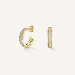 ROSEFIELD JECHG-J928 VERGULD STALEN OORRINGEN MET ZIRKONIA CRYSTAL HOOPS