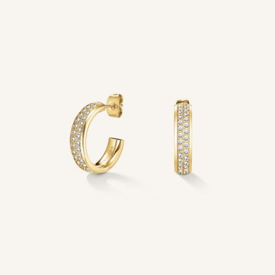 ROSEFIELD JECHG-J928 VERGULD STALEN OORRINGEN MET ZIRKONIA CRYSTAL HOOPS