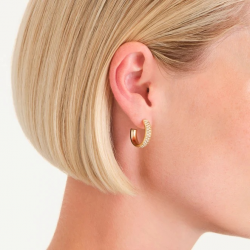 ROSEFIELD JECHG-J928 VERGULD STALEN OORRINGEN MET ZIRKONIA CRYSTAL HOOPS