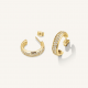 ROSEFIELD JECHG-J928 VERGULD STALEN OORRINGEN MET ZIRKONIA CRYSTAL HOOPS