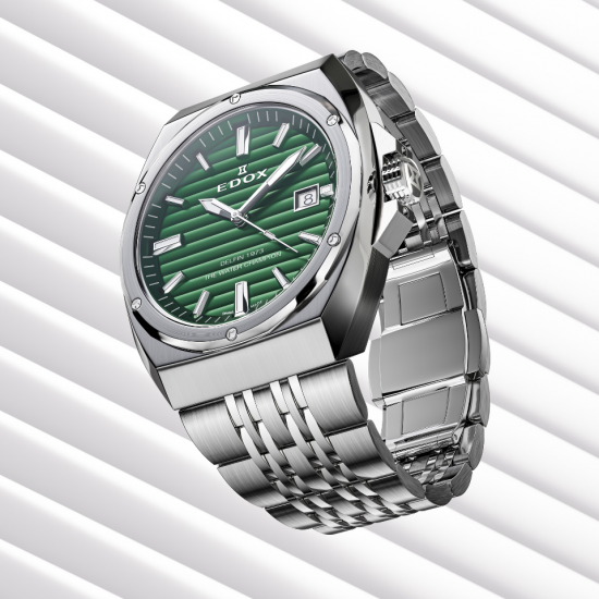 EDOX 53032 3M VIN STALEN HERENHORLOGE DELFIN 1973 DATE GENTS