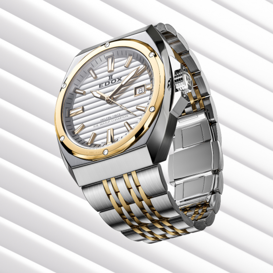EDOX 53032 357JM AID BICOLOR STALEN HERENHORLOGE DELFIN 1973 DATE GENTS