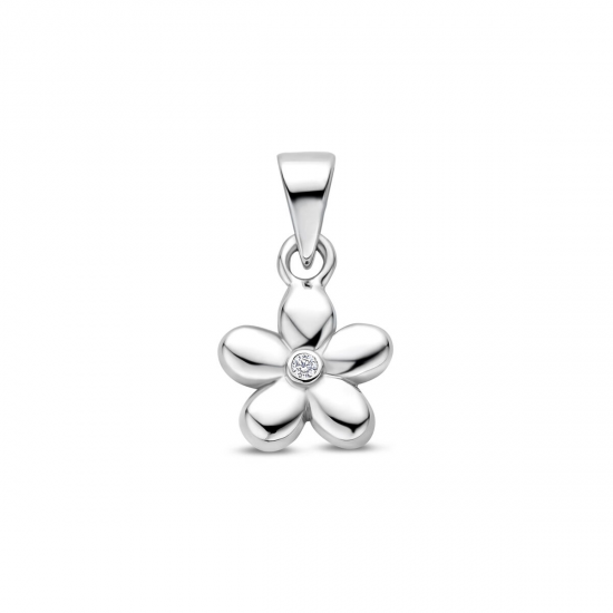 HUISCOLLECTIE 1329202 ZILVEREN BEDELHANGER BLOEM ZIRKONIA