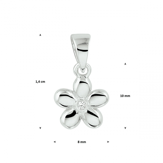 HUISCOLLECTIE 1329202 ZILVEREN BEDELHANGER BLOEM ZIRKONIA