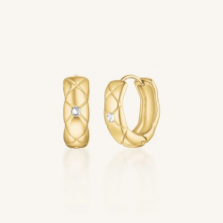 ROSEFIELD JECHG-J1353 VERGULD STALEN OORRINGEN MET SWAROVSKI CRYSTAL STAR HOOPS