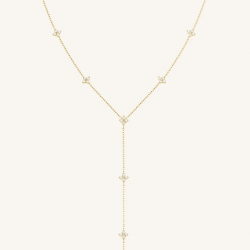 ROSEFIELD JNDLG-J1357 VERGULD STALEN Y-COLLIER MET ZIRKONIA CRYSTAL STAR NECKLACE
