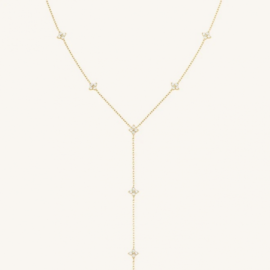 ROSEFIELD JNDLG-J1357 VERGULD STALEN Y-COLLIER MET ZIRKONIA CRYSTAL STAR NECKLACE
