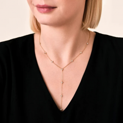 ROSEFIELD JNDLG-J1357 VERGULD STALEN Y-COLLIER MET ZIRKONIA CRYSTAL STAR NECKLACE