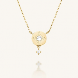 ROSEFIELD JNDCG-J1356 VERGULD STALEN COLLIER MET SWAROVSKI STAR COIN NECKLACE