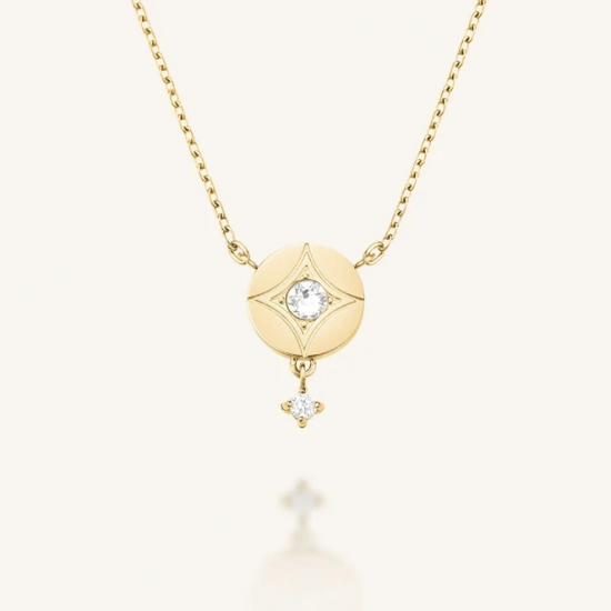 ROSEFIELD JNDCG-J1356 VERGULD STALEN COLLIER MET SWAROVSKI STAR COIN NECKLACE