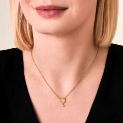 ROSEFIELD JNDCG-J1356 VERGULD STALEN COLLIER MET SWAROVSKI STAR COIN NECKLACE