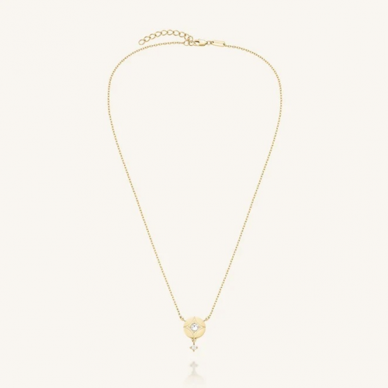 ROSEFIELD JNDCG-J1356 VERGULD STALEN COLLIER MET SWAROVSKI STAR COIN NECKLACE
