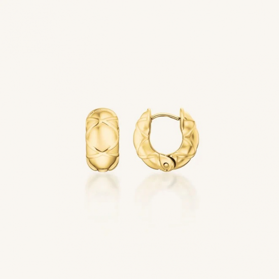 ROSEFIELD JEDHG-J1352 VERGULD STALEN OORRINGEN QUILTED HOOPS