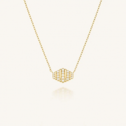 ROSEFIELD JNSPG-J1284 VERGULD STALEN COLLIER MET ZIRKONIA STRIPED CRYSTAL NECKLACE