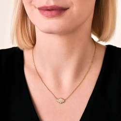 ROSEFIELD JNSPG-J1284 VERGULD STALEN COLLIER MET ZIRKONIA STRIPED CRYSTAL NECKLACE