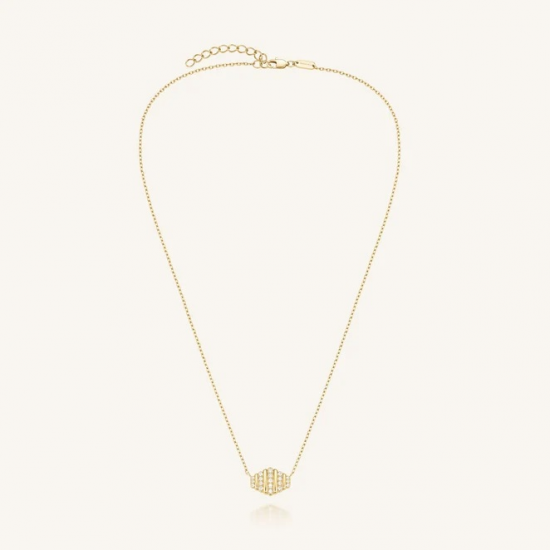 ROSEFIELD JNSPG-J1284 VERGULD STALEN COLLIER MET ZIRKONIA STRIPED CRYSTAL NECKLACE