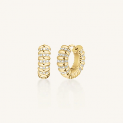 ROSEFIELD JESCG-J1280 VERGULD STALEN OORRINGEN MET SWAROVSKI STRIPED HOOPS