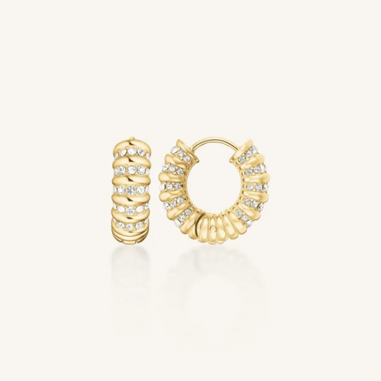 ROSEFIELD JESCG-J1280 VERGULD STALEN OORRINGEN MET SWAROVSKI STRIPED HOOPS
