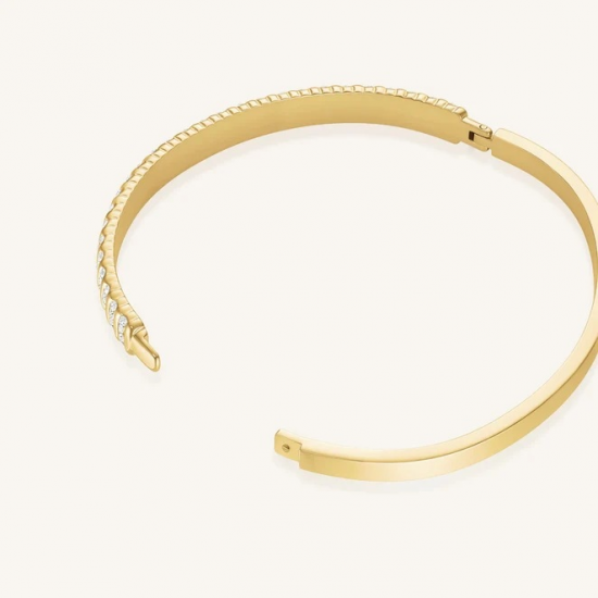 ROSEFIELD JBSBG-J1287 VERGULD STALEN ARMBAND MET SWAROVSKI STRIPED PAVE BANGLE