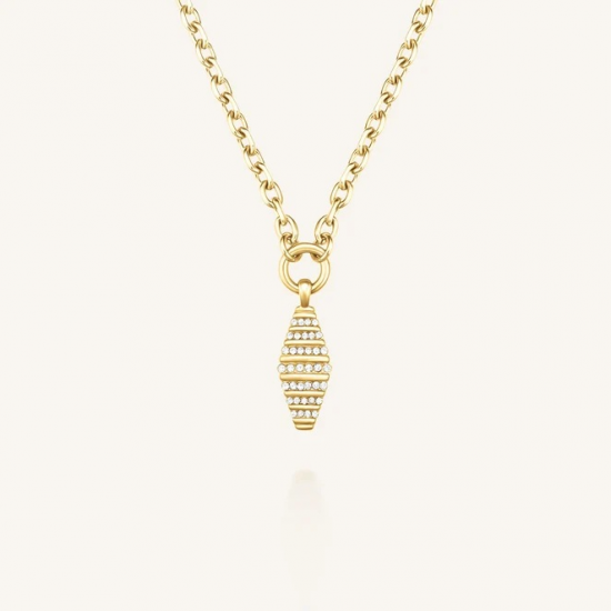 ROSEFIELD JNSBG-J1285 VERGULD STALEN COLLIER MET HANGER ZIRKONIA STRIPED PENDANT