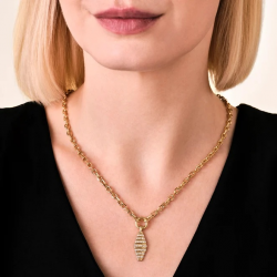 ROSEFIELD JNSBG-J1285 VERGULD STALEN COLLIER MET HANGER ZIRKONIA STRIPED PENDANT