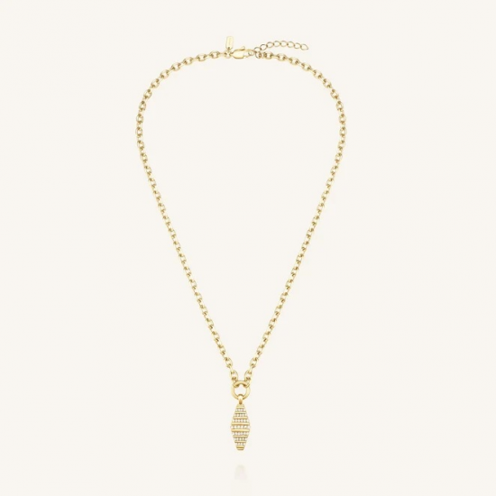 ROSEFIELD JNSBG-J1285 VERGULD STALEN COLLIER MET HANGER ZIRKONIA STRIPED PENDANT