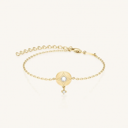 ROSEFIELD JBDCG-J1358 VERGULD STALEN ARMBAND MET ZIRKONIA STAR COIN BRACELET