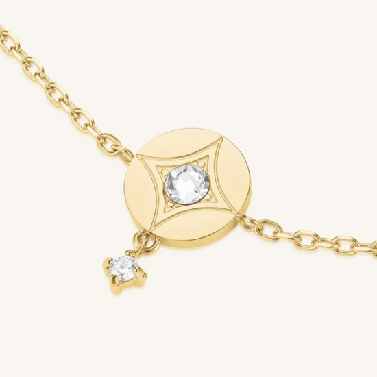 ROSEFIELD JBDCG-J1358 VERGULD STALEN ARMBAND MET ZIRKONIA STAR COIN BRACELET