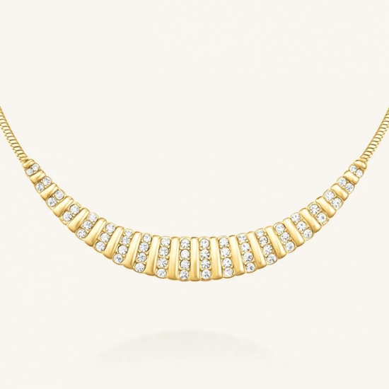 ROSEFIELD JNSSG-J1286 VERGULD STALEN COLLIER MET ZIRKONIA SLATE NECKLACE