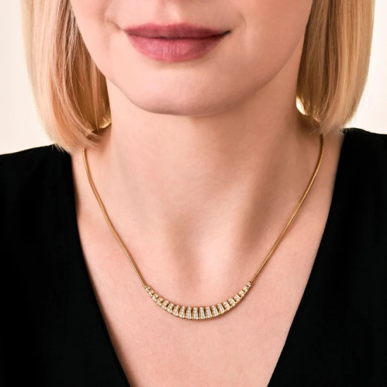 ROSEFIELD JNSSG-J1286 VERGULD STALEN COLLIER MET ZIRKONIA SLATE NECKLACE