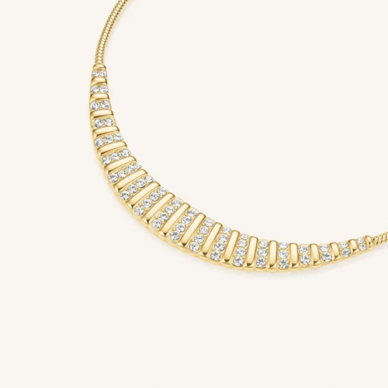 ROSEFIELD JNSSG-J1286 VERGULD STALEN COLLIER MET ZIRKONIA SLATE NECKLACE