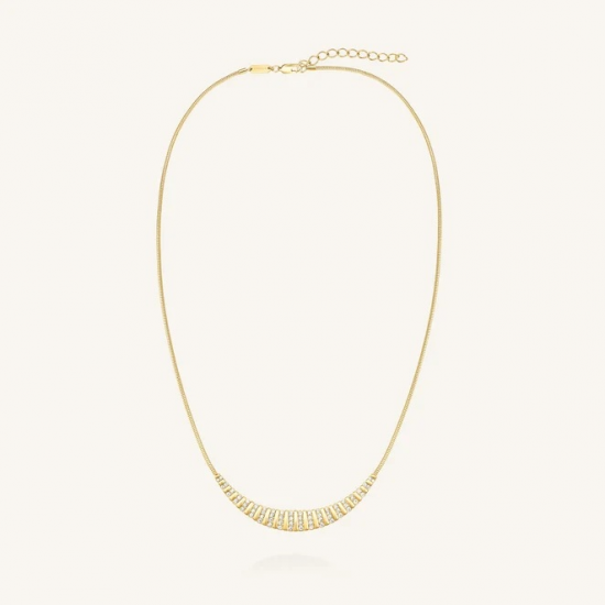 ROSEFIELD JNSSG-J1286 VERGULD STALEN COLLIER MET ZIRKONIA SLATE NECKLACE