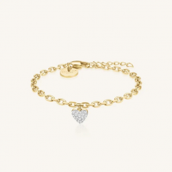 ROSEFIELD JBCHG-J1279 VERGULD STALEN ARMBAND MET ZIRKONIA CHUNKY HEART BRACELET