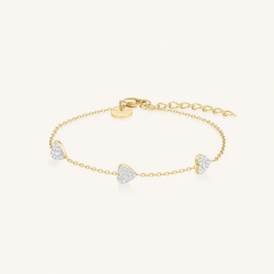 ROSEFIELD JB3HG-J1278 VERGULD STALEN ARMBAND MET SWAROVSKI 3 HEARTS BRACELET