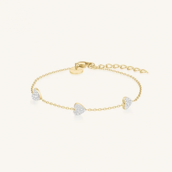ROSEFIELD JB3HG-J1278 VERGULD STALEN ARMBAND MET SWAROVSKI 3 HEARTS BRACELET