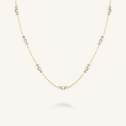 ROSEFIELD JNTCG-J1015 VERGULD STALEN COLLIER MET SWAROVSKI TRIPLE STONES NECKLACE