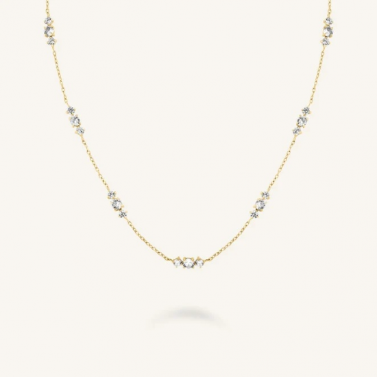 ROSEFIELD JNTCG-J1015 VERGULD STALEN COLLIER MET SWAROVSKI TRIPLE STONES NECKLACE