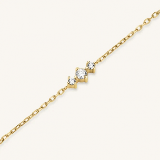 ROSEFIELD JNTCG-J1015 VERGULD STALEN COLLIER MET SWAROVSKI TRIPLE STONES NECKLACE