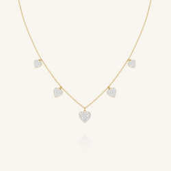 ROSEFIELD JNMHG-J1274 VERGULD STALEN COLLIER MET SWAROVSKI MULTI HEARTS NECKLACE