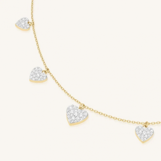 ROSEFIELD JNMHG-J1274 VERGULD STALEN COLLIER MET SWAROVSKI MULTI HEARTS NECKLACE