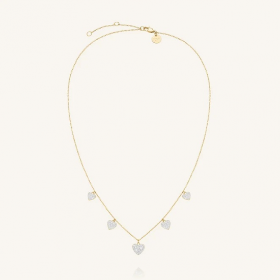 ROSEFIELD JNMHG-J1274 VERGULD STALEN COLLIER MET SWAROVSKI MULTI HEARTS NECKLACE