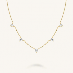 ROSEFIELD JNRHG-J1005 VERGULD STALEN COLLIER MET SWAROVSKI ROW HEARTS NECKLACE